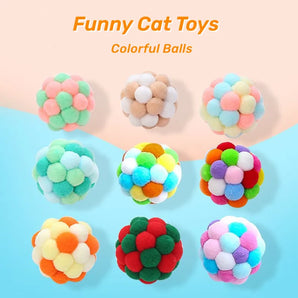 Handmade Funny Cats Bouncy Ball Toys Kitten Plush Bell Ball Mouse Toy Planet Ball Cat Chew Toys Interactive Pet Accessories