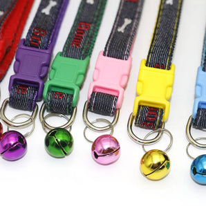 Pet Cats Dog Collar with Bell Adjustable Necklace Cowboy Bone Neck Strap Pet Puppy Cat Neck Ring Cheap Pet Dog Cats Accessories