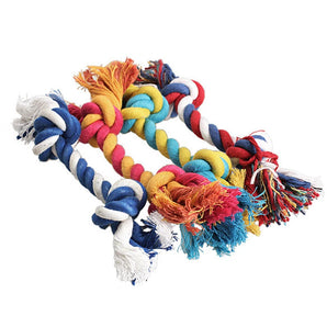 1pcs Cotton Chew Knot Toy Pets Dogs Pet Supplies Durable Braided Bone Rope 18cm Funny Tool Random Color Double Knot Cotton Rope