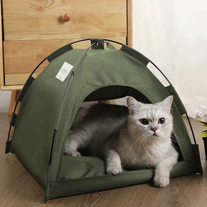 Dog Tent Foldable Bed Nest Portable Pet Teepee with Cushion Camping Travel Dog Outdoor Sunscreen Mesh Kitten Puppy House