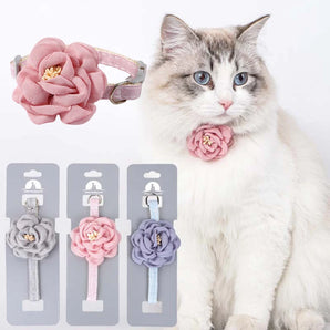 Cat Collar Adjustable Bow Tie Cat Flower Collar Safety Button Tie Necklace Puppy and Cat Gift Pet Accessories Puppy Collar