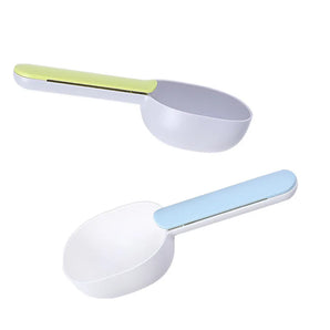 1pc Multifunctional Dog Food Cat Food Shovel Spoon Feeding Spoon Sealed Bag Clip Design Creative Measuring Cup Easy To Clean