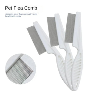 Flea Comb Dog Cat Hair Removal Brush Stainless Steel Dense Teeth Inline Comb Portable Pet Universal Grooming Cleaning Supplies