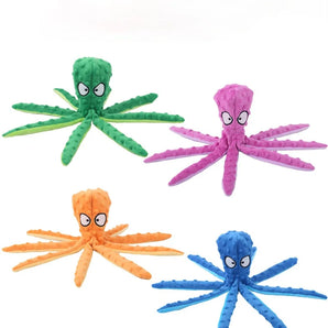 Plush Pet Toy Octopus Dog Puzzle Bite Resistant Vocal Toy Octopus Pet Cat Dog Accessories Supplies Dog Toys for Small Large Dogs