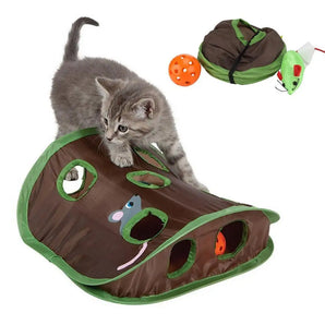 1pc New Cute Pet Cat Interactive Hide Seek Game 9 Holes Tunnel Mouse Hunt Intelligence Toy Pet Hidden Hole Kitten Foldable Toys