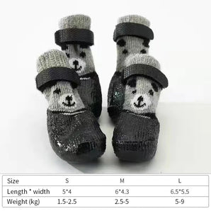 4pcs Puppy Dog Teddy Socks Waterproof Cat Shoes Anti-Scratch Foot Cover Anti-Dirty Pet Socks Small Cat Dogs Knit Warmpet Socks