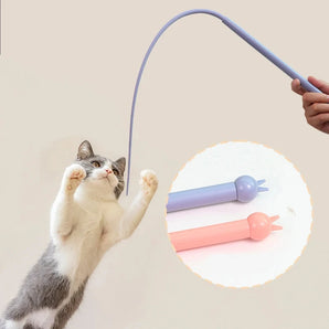 Simulated Mouse Tail Cat Toy Cat Teaser Funny Stick Silicone Long Tail Pet Interactive Toys for Cats Kitten Hunting Pet Products