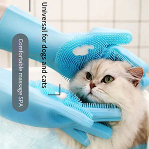 Pet Grooming Cleaning Gloves Dog Cat Bathing Shampoo Glove Scrubber Magic Dishwashing Cleanner Sponge Silicon Hair Removal Glove