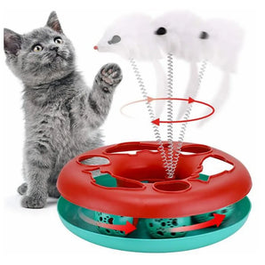 Cat Toy Turntable Ball for Indoor Cats Interactive Kitten Toy Roller Tracks with Catnip Spring Pet Toy Teaser Mouse Pet Supplies