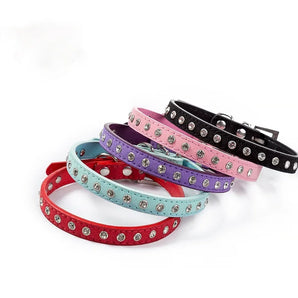 New Rhinestone Pet Collar Shiny Row of Diamond Dog Collars Super Fiber Soft and Comfortable Cat Collar Small Dog Accessories