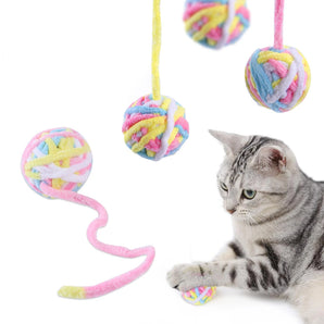 Pet Cat Toys Are Self Entertaining Chew and Tease Cats Toy Balls Colored Wool Balls Cat Supplies Fidget Toy for Pet Accessories