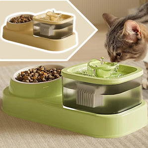 Pet Feeder Water Fountain 2-in-1 Auto Filter USB Electric Automatic Feeder Cat Dog Food Bowl Recirculate Filtring Drinker