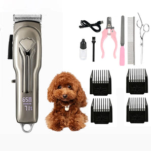 Professional Dog Hair Clipper All Metal Rechargeable Pet Trimmer Cat Shaver Cutting Machine Puppy Grooming Haircut Low Noice