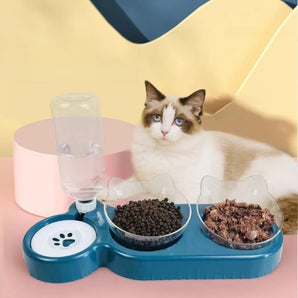 Pet Dog Cat Food Bowl Automatic Feeder 2 in 1 Eating Drinking Water Container Anti Slip Double Feeding Bowl for Cats Puppy