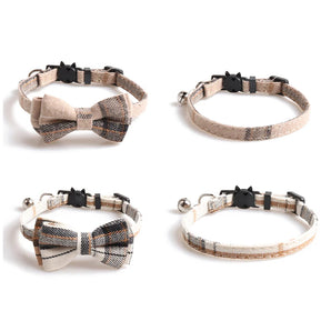 Plaid Pets Cat Collar Accessories Adjustable Kitten Bibs Cute Bowknot Chihuahua Bandana Safety Buckle Puppy Rabbits Necklace