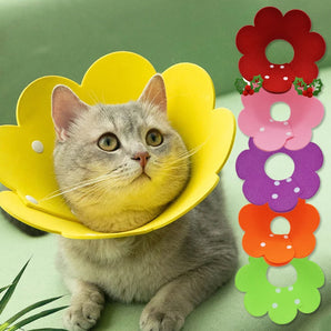 New Cute Flower Shaped Cat Dog Collars Adjustable Recovery Elizabethan Collars Puppy Kitten Anti-bite Healing Protective Collars