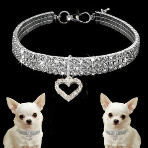 Dogs Collar Heart Pendant Pet Necklace Shiny Pet Accessory Harness Collars Strict Collar Leash Soft Pets Products for Dog