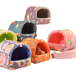 Cute Mini Cage Rabbit Squirrel Winter Warm Cotton Mat Guinea Pig Nest Hamster House Small Animal Sleeping Bed Pet Hanging Cage