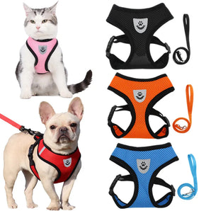 Dogs Harness with Leash Set Breathable for Small and Large Dog Harness Vest Puppy Chihuahua  Cat Harness Vest arnes para perro