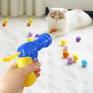 Interactive Launch Training Cat Toys Creative Kittens Mini Pompoms Games Stretch Plush Ball Toys Cat Supplies Pet Accessories