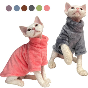 Winter Warm Hairless Cat Clothes for Small Medium Dogs Turtleneck Sweater Puppy Cats Jacket Coat Chihuahua sphynx cat Colthing