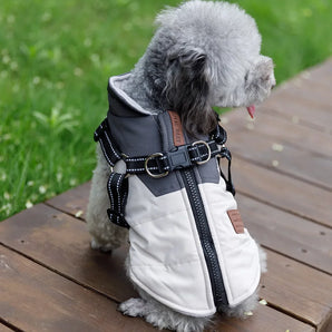 Pet Dog Jacket with Harness Winter Warm Dog Clothes for Labrador Waterproof Small Dog Coat Chihuahua French Bulldog Outfits