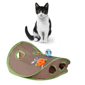 1pc New Cute Pet Cat Interactive Hide Seek Game 9 Holes Tunnel Mouse Hunt Intelligence Toy Pet Hidden Hole Kitten Foldable Toys