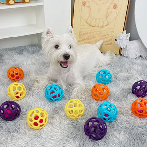 Dog Chew Toy Natural TPR Ball with Bell Pet Interactive Training Game Cat Playing Outdoor Puppy Teeth Cleaning Molar Supplies