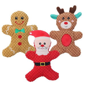 Pet Dog Plush Noise Chewing Toy Santa Elk Gingerbread Man Donut Cat Dog Christmas Series Cartoon Cute Puzzle Supplies