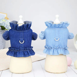 Dog Denim Vest Harness Pet Dress Chest Clothes For Puppy Chihuahua Yorkie Pomeranian Outdoor Pets Dogs Cats Accessories