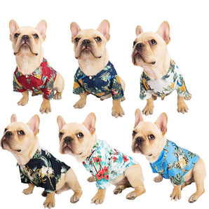 Summer Pet Dog Clothes Hawaiian Style Leaf Printed Beach Shirts for Puppy Small Large Cat Dog Chihuahua Costume Pet Clothing