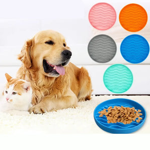 Pet Slow Food Bowl Feeding Silicone Anti-Choking Dish For Cats And Dogs Non-Slip Easy To Clean Thickened Licking Pads