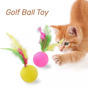 10pcs Mixed Funny Plastic Golf Ball with Feather Cat Toy Interactive Kitten Cat Teaser Ball Toy Pet Supplies