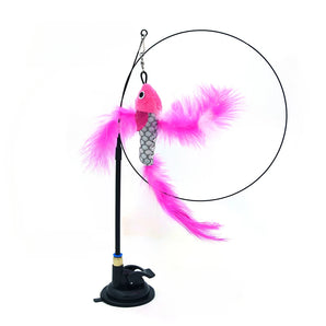 Pet Cat Toy Cat Wand Fluffy Feather With Bell Sucker Cat Stick Toy Interactive Toys for Cats Kitten Hunting Exercise Pet Product