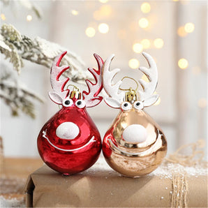 2pcs Christmas Balls Ornaments PVC Red Gold Elk Christmas Tree Decoration for Children Fireplace Hanging Decor Party Supplies