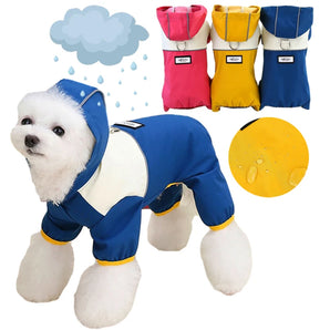 Waterproof Pet Clothes for Small Medium Dogs Raincoat Puppy Hoodie French Bulldog Chihuahua Poodle Overalls Pet Jumpsuit Coat