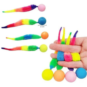 Cat interactive toys Tickle  Colorful bouncing ball Pet supplies Puzzle teasing indoor  worm caterpillar elastic toy