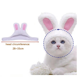 Cute Pet Headgear Rabbit Ears Cap for Cats Warm Plush Cat Hat Christmas Cosplay Warm Hood Kitten Headwear Pets Supplies