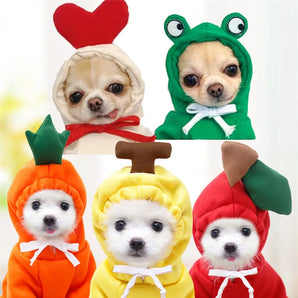 Cute Fruit Dog Clothes for Small Dogs Hoodies Warm Fleece Pet Clothing Puppy Cat Costume Coat for Puppy Small Medium Dogs Cats