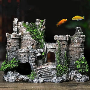 Creative Castle Shape Fish Tank Ornaments Decoration Landscaping Resin Rockery Aquarium Resin Rockery Home Craft Ornaments