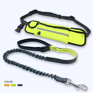 Dog Traction Rope Free hands Dog Leash with Waist Bag Pull dog Running Retractable ElasticBelt Reflective Harnesses Dog supplies