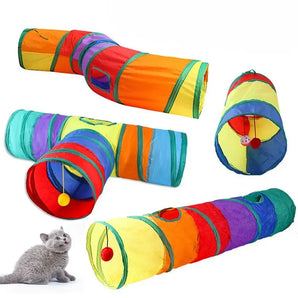 Cat Tunnel Pet Interactive Toy Foldable Pet Animal Rainbow Tunnels Indoor Outdoor Kitty Puppy Hiding Training Toys