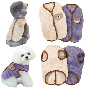 Cute Bear Pattern Pet Clothes for Small Medium Dogs Vest Warm Puppy Jacket French Bulldog Chihuahua Pug Costume Pet Supplies