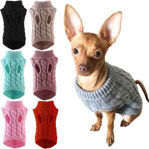 Puppy Dog Sweaters for Small Medium Dogs Cats Clothes Winter Warm Pet Turtleneck Chihuahua Vest Coat Teddy French Bulldog Jacket