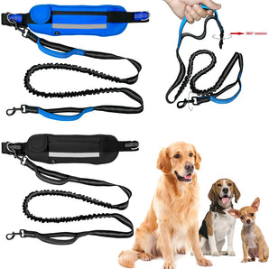 Dog Running Jogging Padded Waist Belt Reflective Strip Elastic Leash  Perfect Walking Training Dog Rope with Bag Pet Supplies