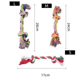 1PC Pet Dog Puppy Double Knot Chew Rope Knot Toys Durable Braided Bone Rope Molar Toy Teeth Cleaning Supplies Random Color