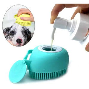 Silicone Pet Bath Brush For Dog & Cat, Dog Bath Massage Comb With Shampoo Dispenser, Cat Bath Brush