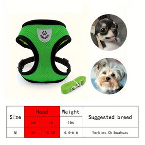 Soft Breathable Dog Harnesses And Leash, Adjustable Lightweight Dog Vest Style Harness With Reflective Strap For Outdoor Walking