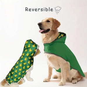 Reversible Waterproof Dog Raincoat - Green Double Layer Coat for All-Weather Protection
