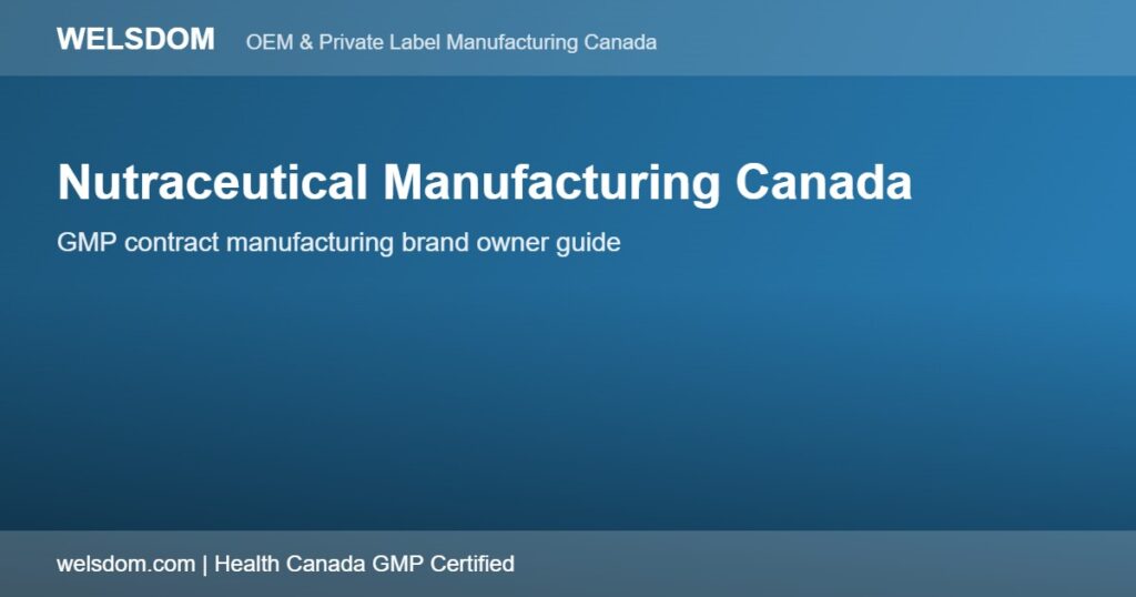 Nutraceutical manufacturing Canada GMP contract manufacturer - Welsdom